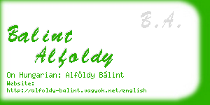 balint alfoldy business card
